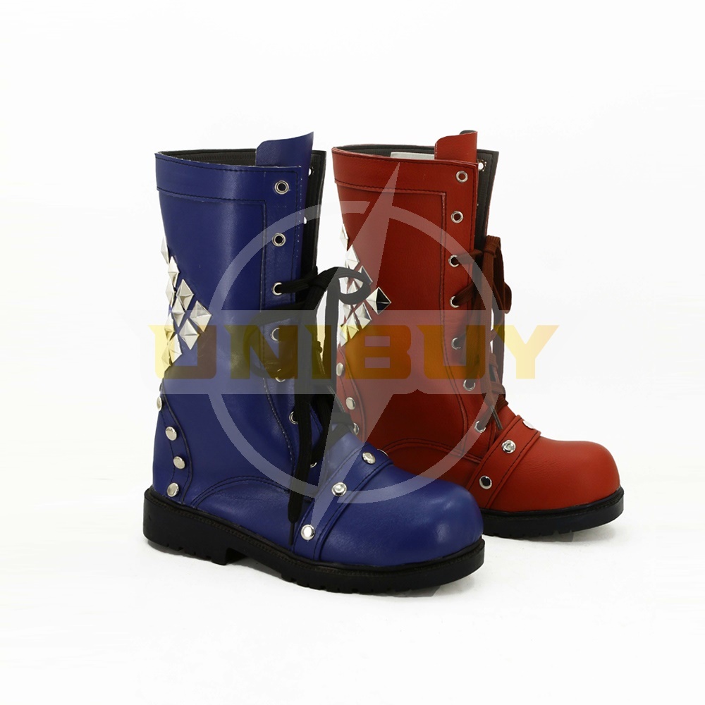 Batman Arkham Knight Harley Quinn Shoes Cosplay Red Blue Rivet Women Boots Unibuy