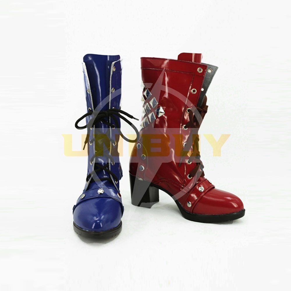 Batman Arkham Knight Harley Quinn Shoes Cosplay Red Blue Rivet Women Boots Unibuy