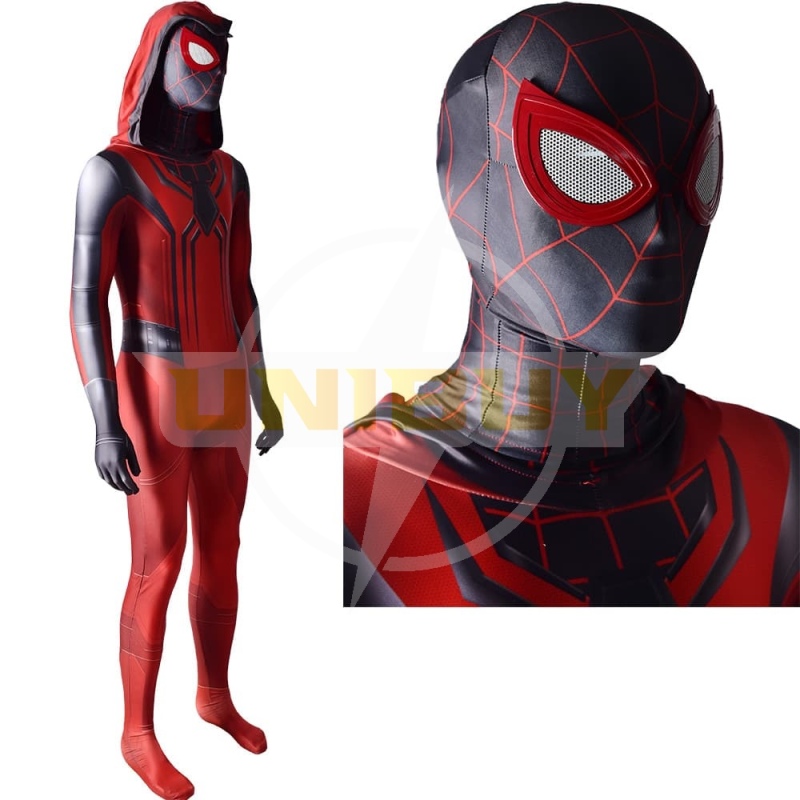 Spider-Man PS5 Costume Miles Morales Cosplay Costume Crimson Cowl Suit Unibuy