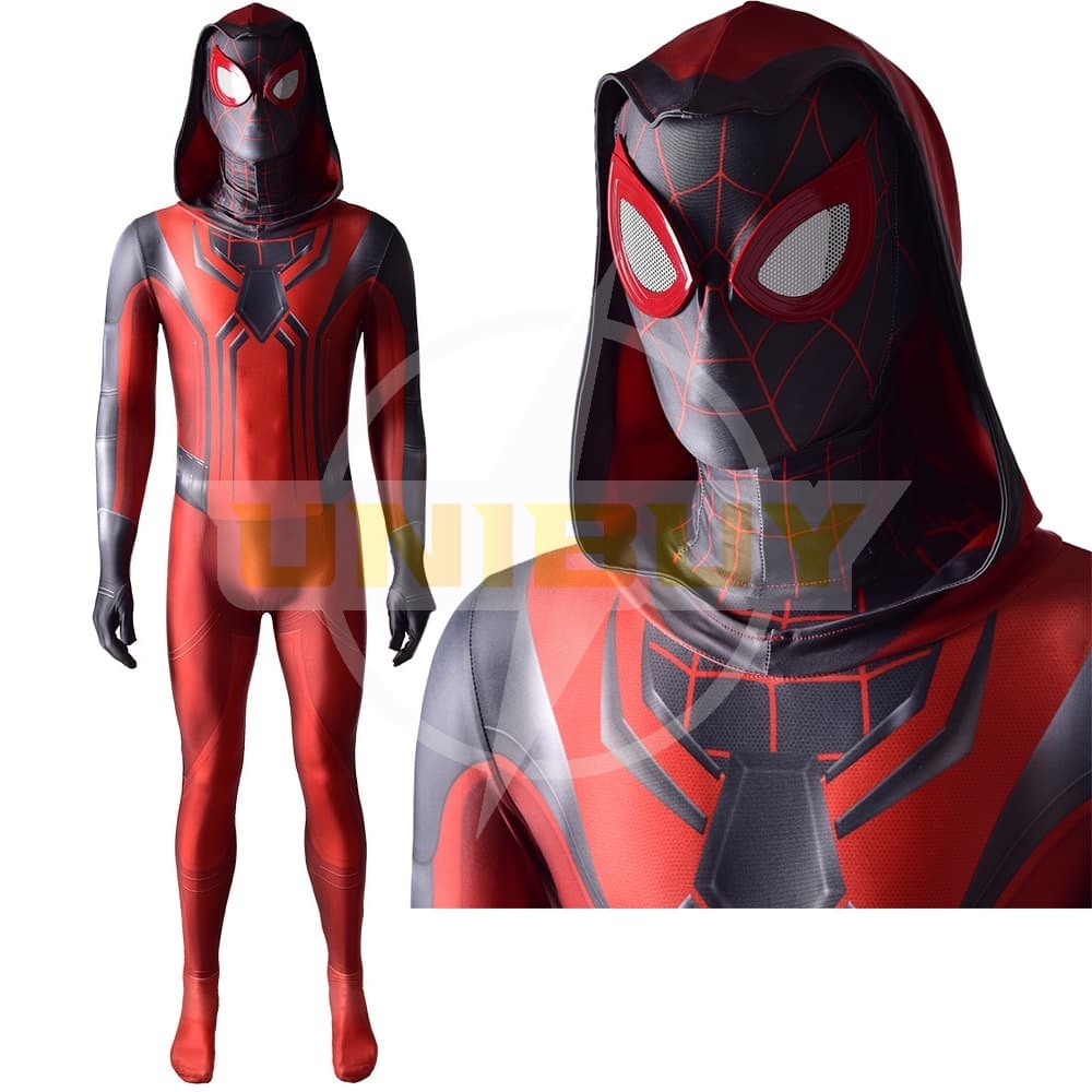 Spider-Man PS5 Costume Miles Morales Cosplay Costume Crimson Cowl Suit Unibuy