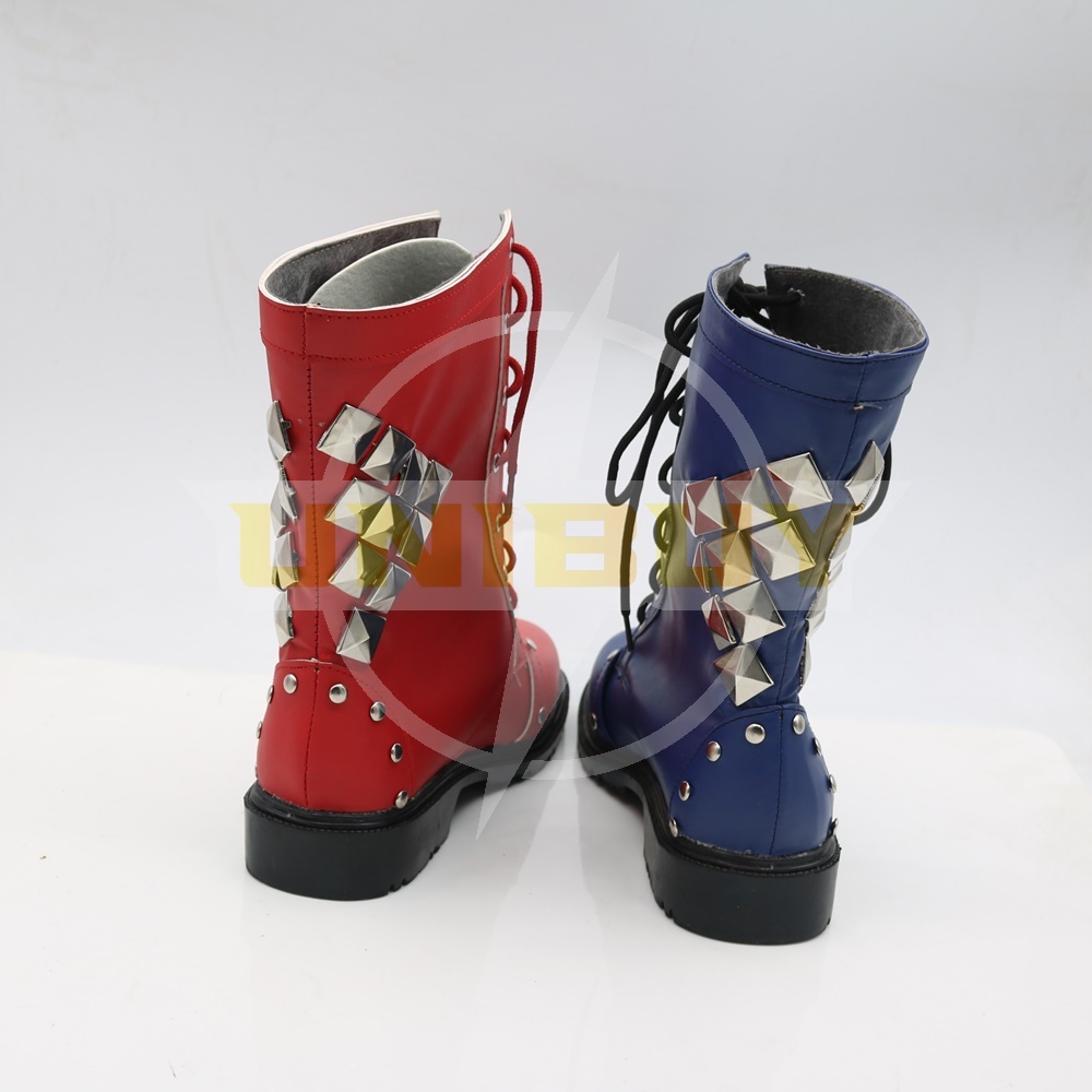 Batman Arkham Knight Harley Quinn Shoes Cosplay Red Blue Rivet Women Boots Ver 1 Unibuy