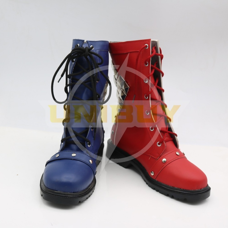 Batman Arkham Knight Harley Quinn Shoes Cosplay Red Blue Rivet Women Boots Ver 1 Unibuy