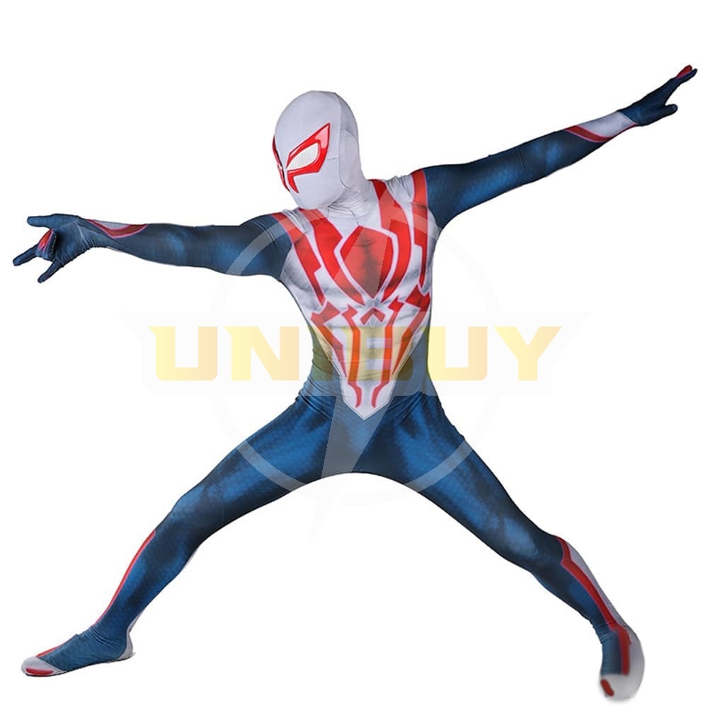 Spider Man PS4 Spider-Man 2099 White Suit Cosplay Costume Blue Ver For Kids Adult Unibuy