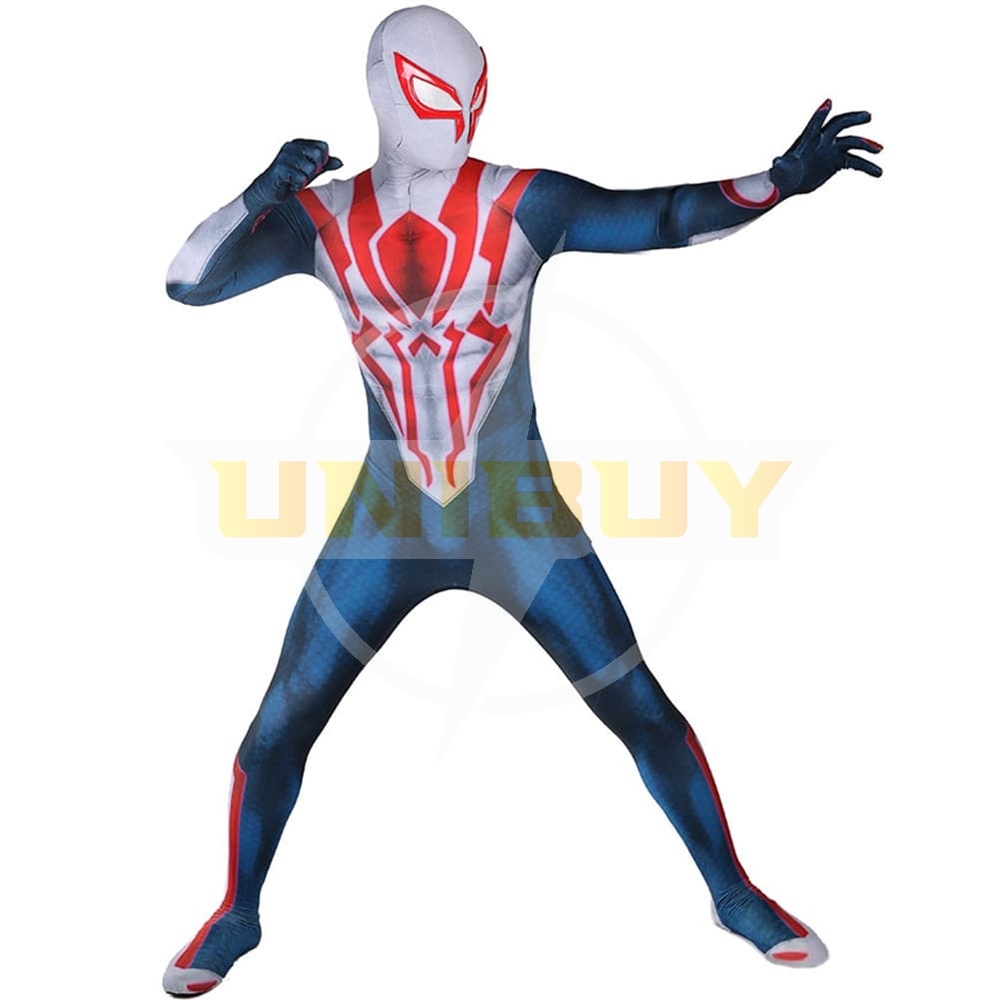 Spider Man PS4 Spider-Man 2099 White Suit Cosplay Costume Blue Ver For Kids Adult Unibuy