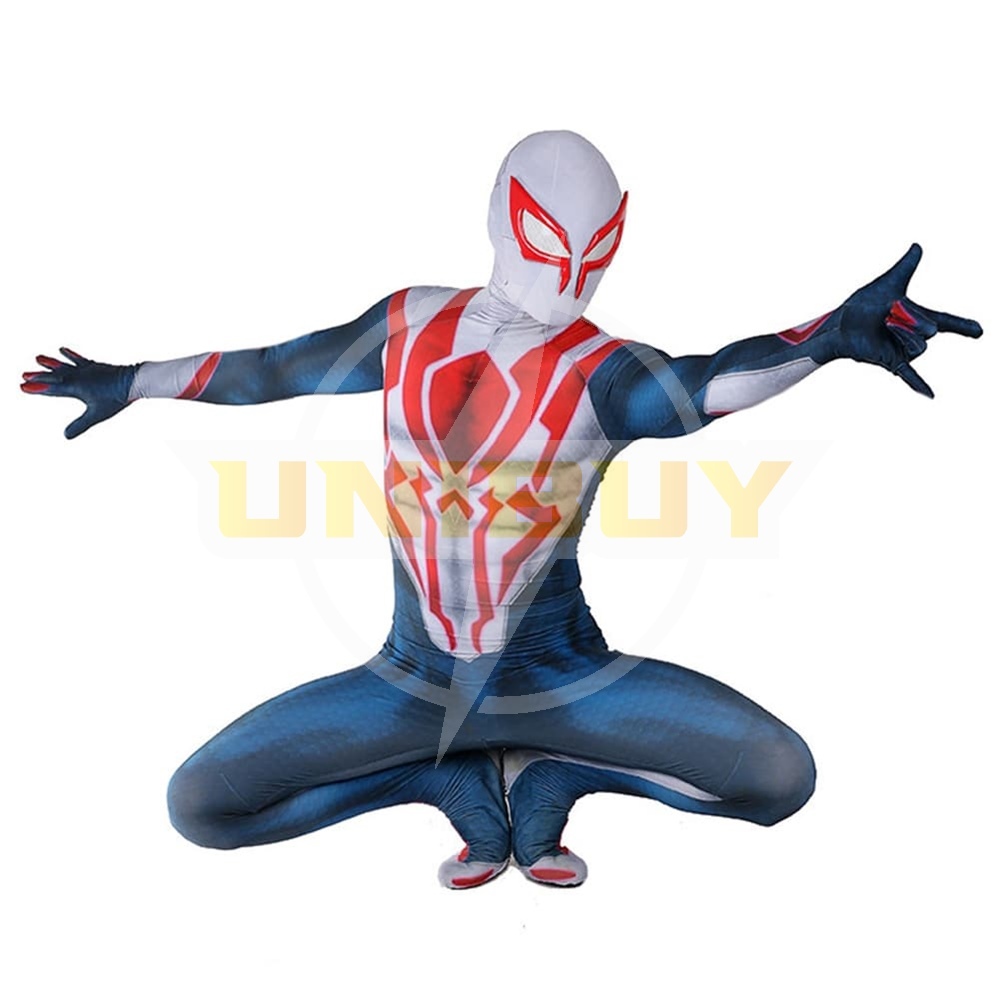 Spider Man PS4 Spider-Man 2099 White Suit Cosplay Costume Blue Ver For Kids Adult Unibuy