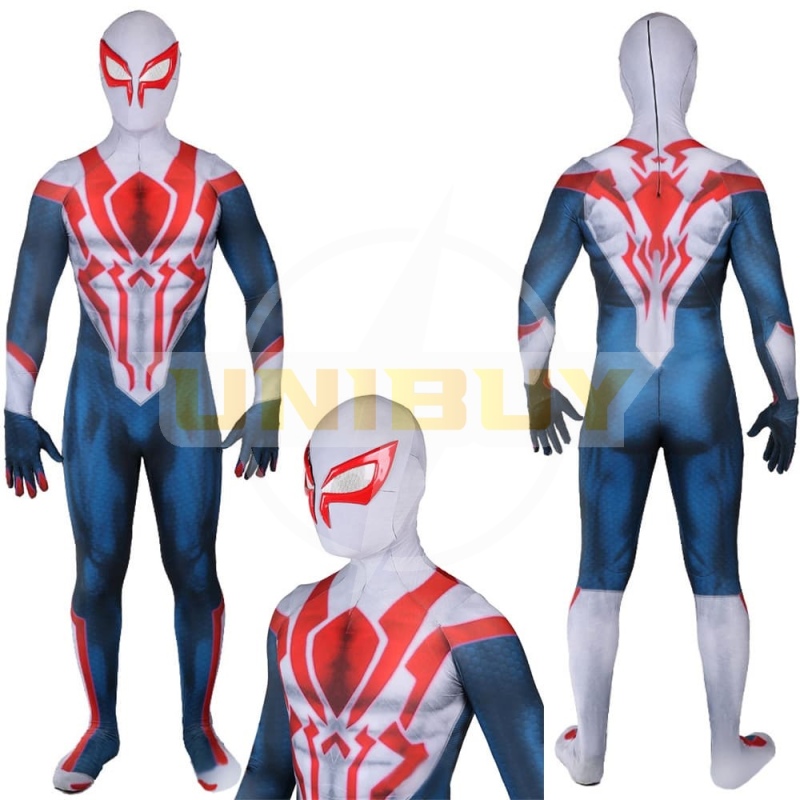 Spider Man PS4 Spider-Man 2099 White Suit Cosplay Costume Blue Ver For Kids Adult Unibuy