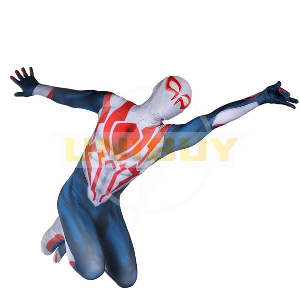 Spider Man PS4 Spider-Man 2099 White Suit Cosplay Costume Blue Ver For Kids Adult Unibuy