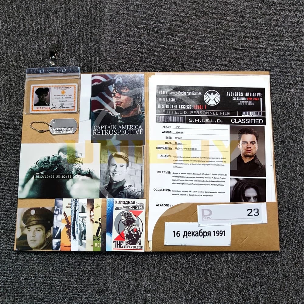 Winter Soldier Files S.H.I.E.L.D. Bucky Barnes Paper Props Movie Props Unibuy