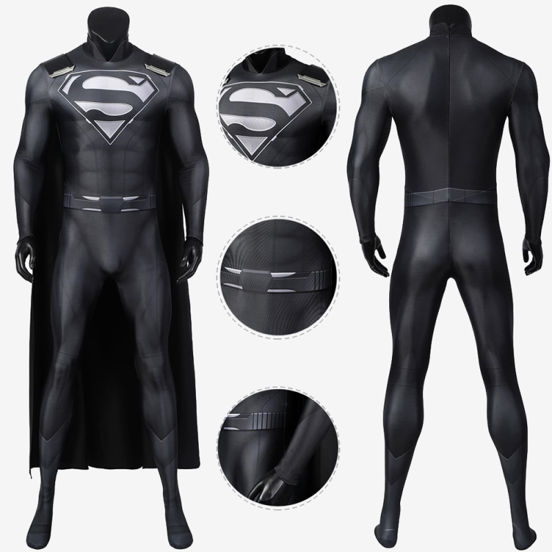 Superman Costume Cosplay Black Suit Clark Kent Crisis on Infinite Earths Unibuy