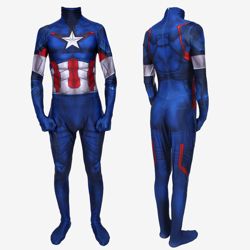 Captain America Costume Cosplay Jumpsuit Steve Rogers Avengers Endgame for Kids Adult Unibuy