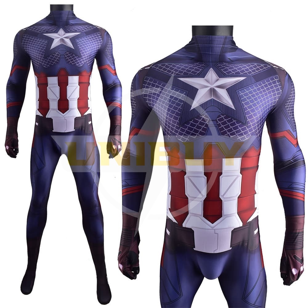 Avengers Endgame Captain America Costume Cosplay Jumpsuit Bodysuit for Kids Adult Unibuy