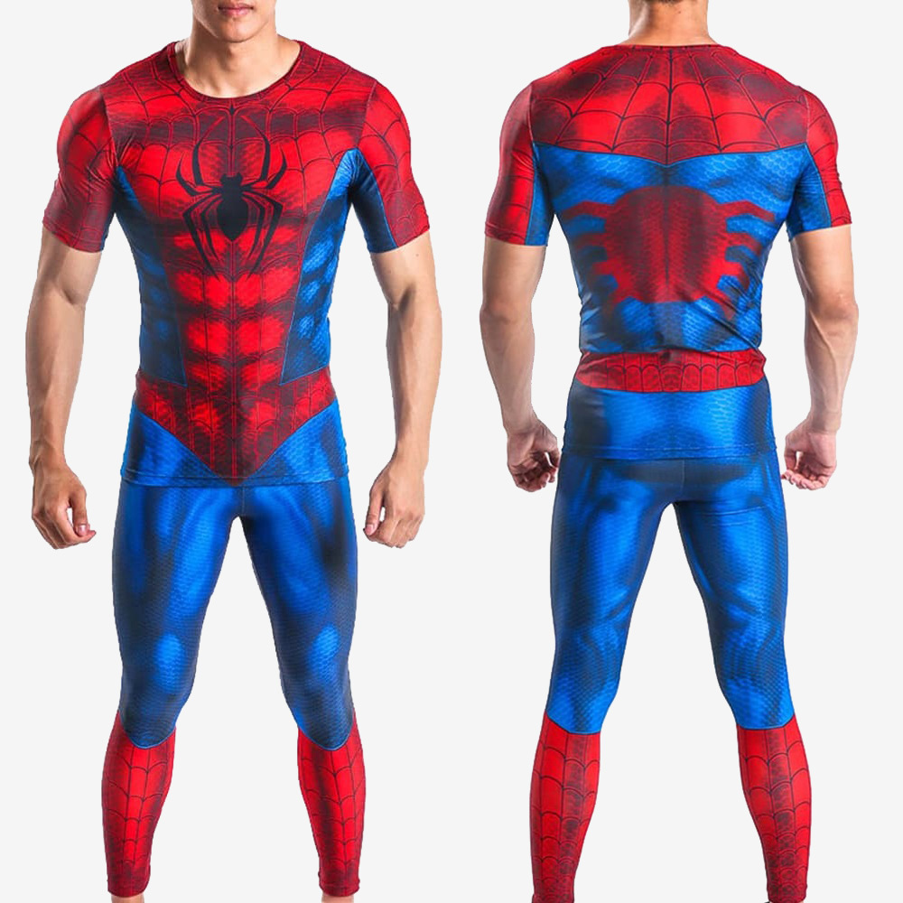 The Amazing Spider-Man Costume Cosplay Sport Running Short Sleeve Suit For Kids Adult Unibuy