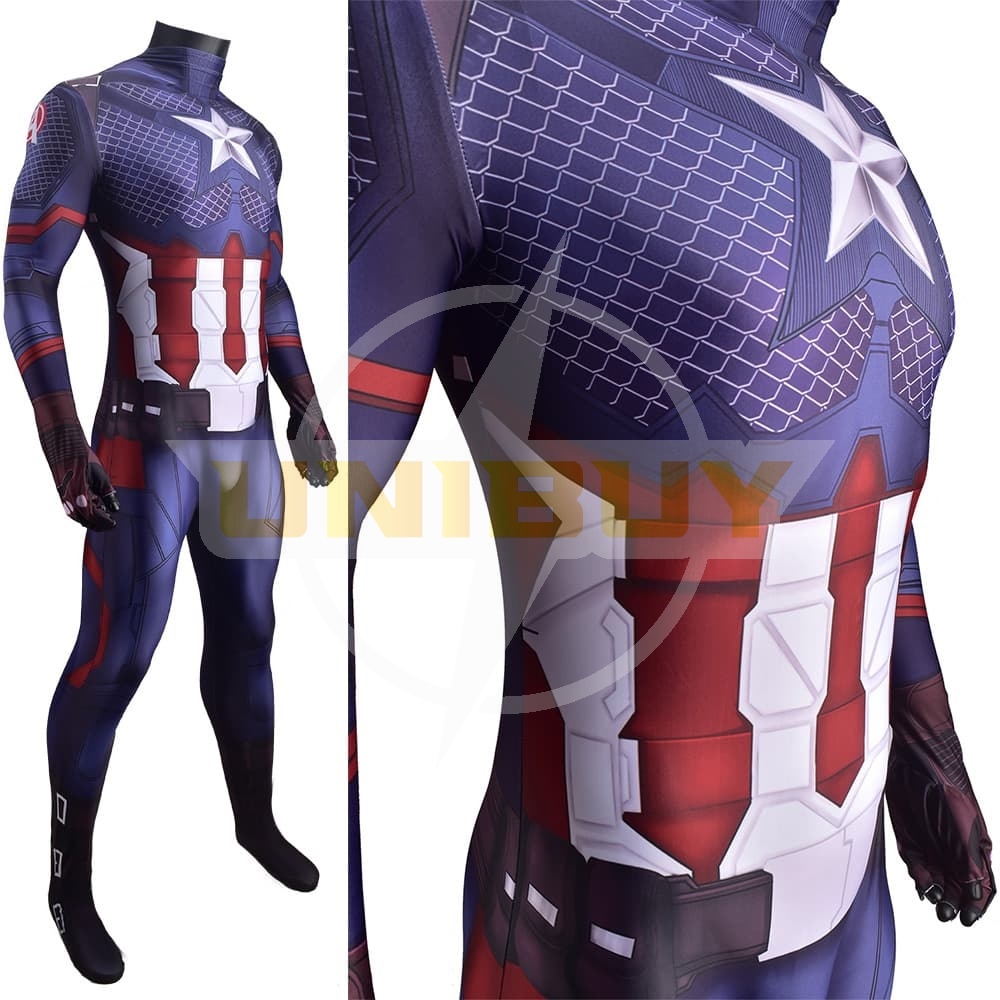 Avengers Endgame Captain America Costume Cosplay Jumpsuit Bodysuit for Kids Adult Unibuy