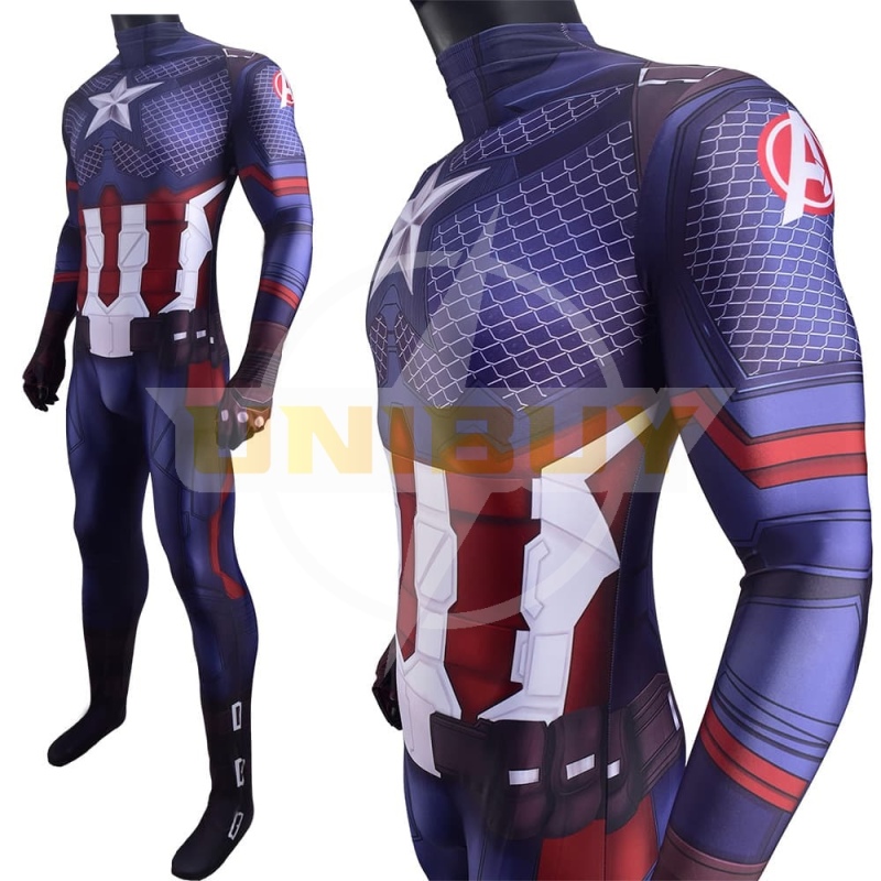 Avengers Endgame Captain America Costume Cosplay Jumpsuit Bodysuit for Kids Adult Unibuy