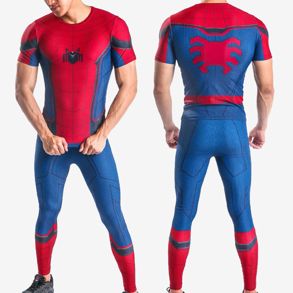 Spider-Man: Homecoming Costume Cosplay Sport Running Short Sleeve Suit For Kids Adult Unibuy
