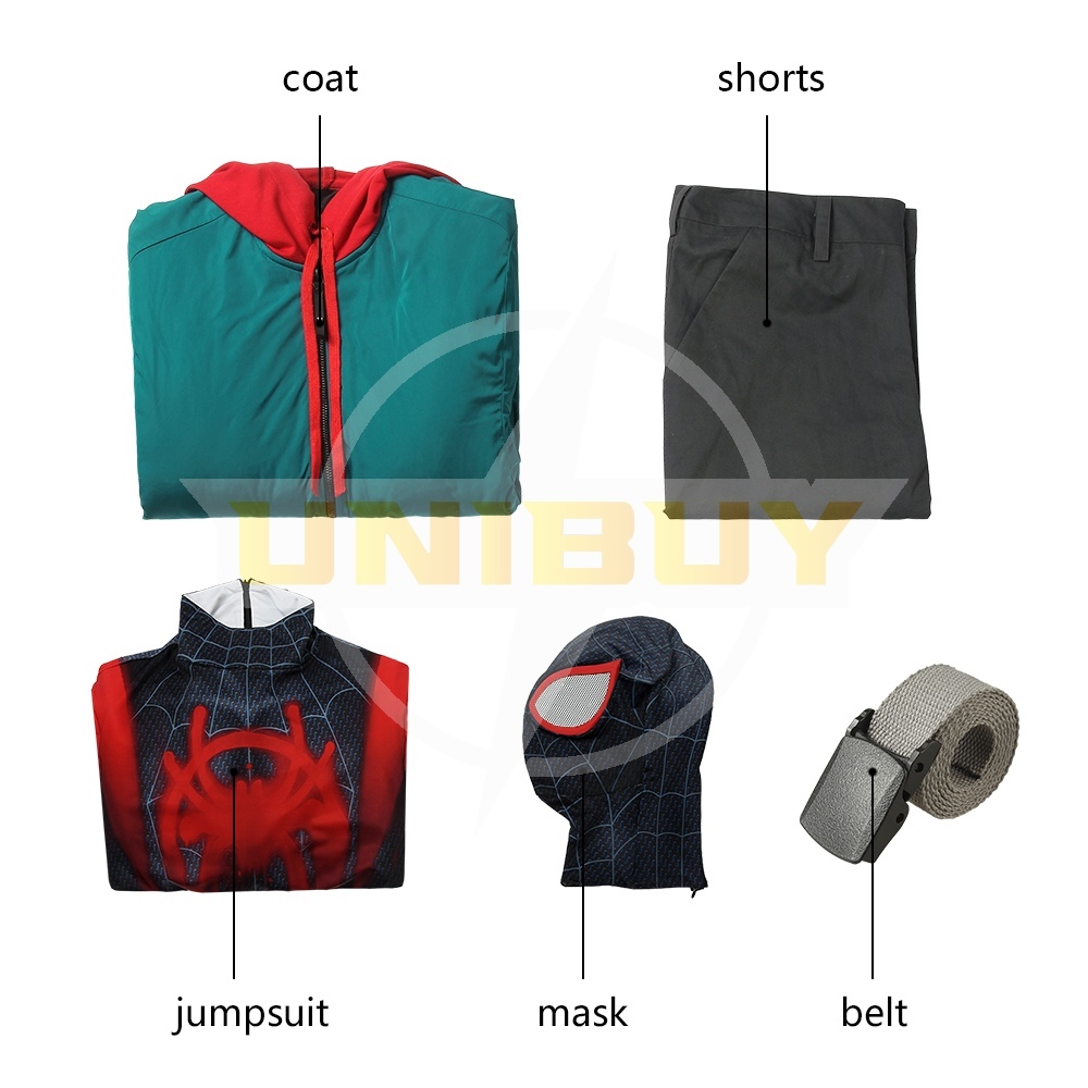 Miles Morales Costume Cosplay Suit Spider-Man Into the Spider-Verse Jacket Outfit Version 1 Unibuy