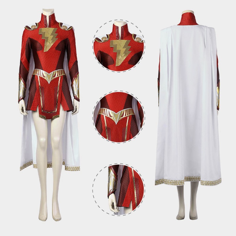 Shazam Fury of the Gods Lady Shazam Costume Cosplay Suit Mary Marvel Cloak Unibuy