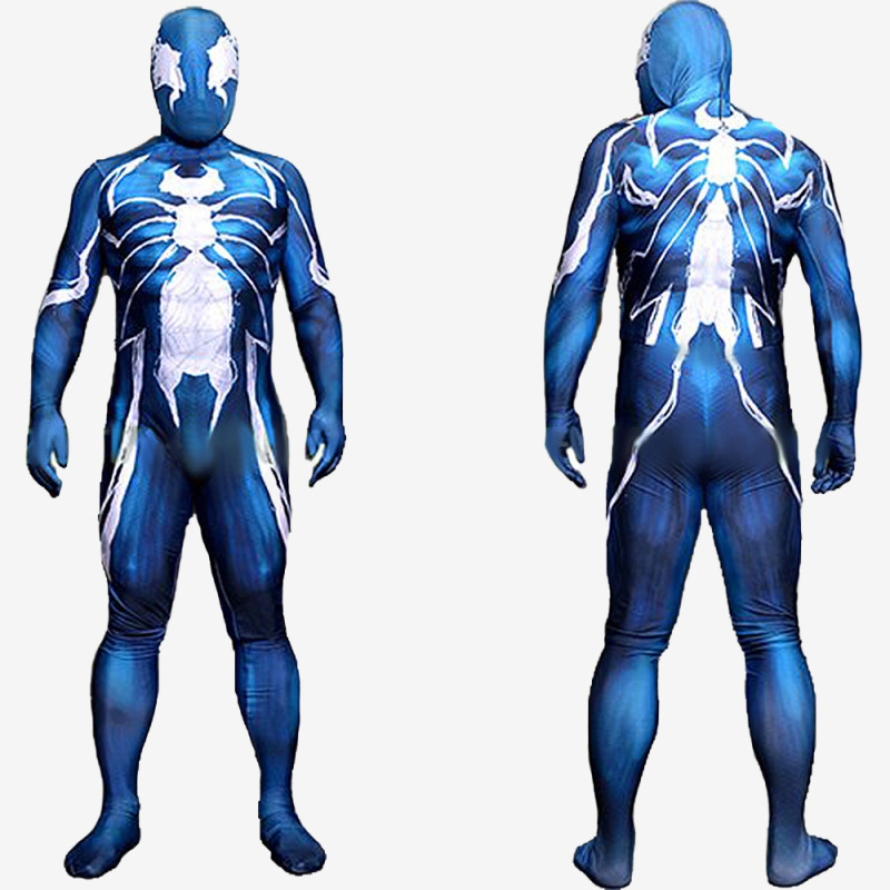 Spider-Man Venom Symbiote Blue Costume Cosplay Suit Bodysuit For Men Kids Unibuy