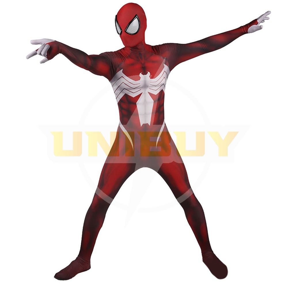 Spider-Man Symbiot Costume Cosplay Suit Venom Red Bodysuit For Men Kids Unibuy