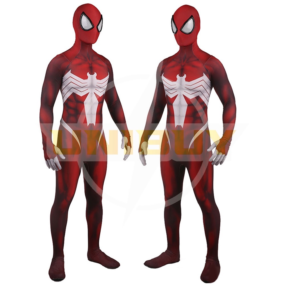 Spider-Man Symbiot Costume Cosplay Suit Venom Red Bodysuit For Men Kids Unibuy