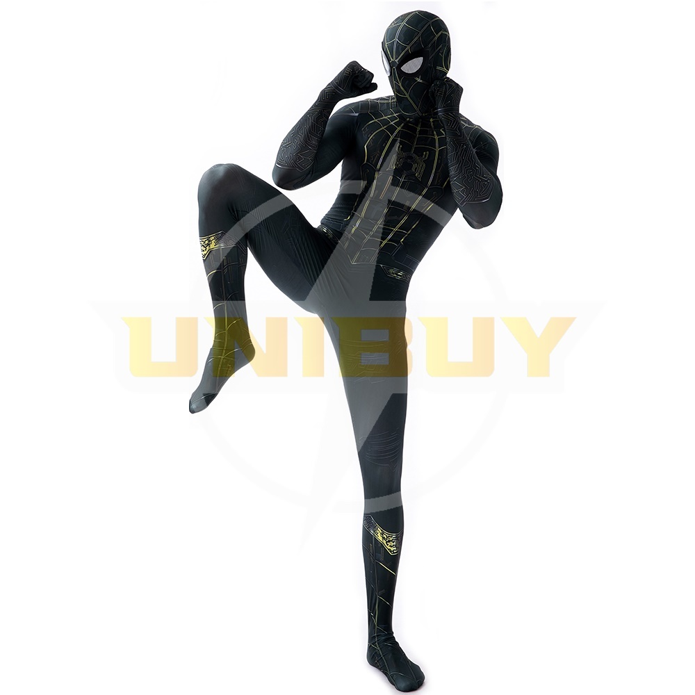 Spider-Man: No Way Home Black Gold Suit Cosplay Costume Peter Parker Jumpsuit Kids Adult Ver.1 Unibuy