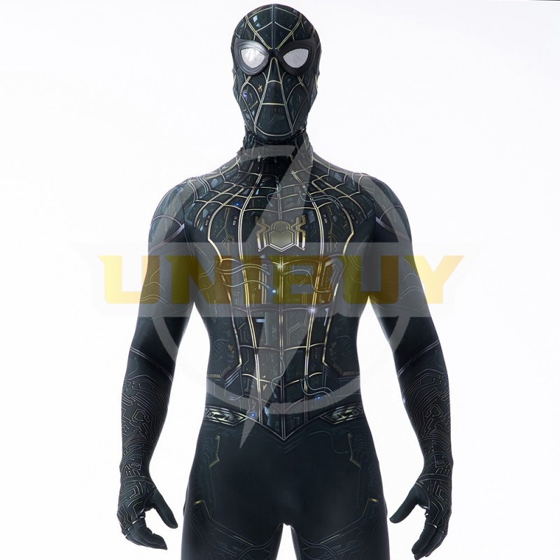 Spider-Man: No Way Home Black Gold Suit Cosplay Costume Peter Parker Jumpsuit Kids Adult Unibuy