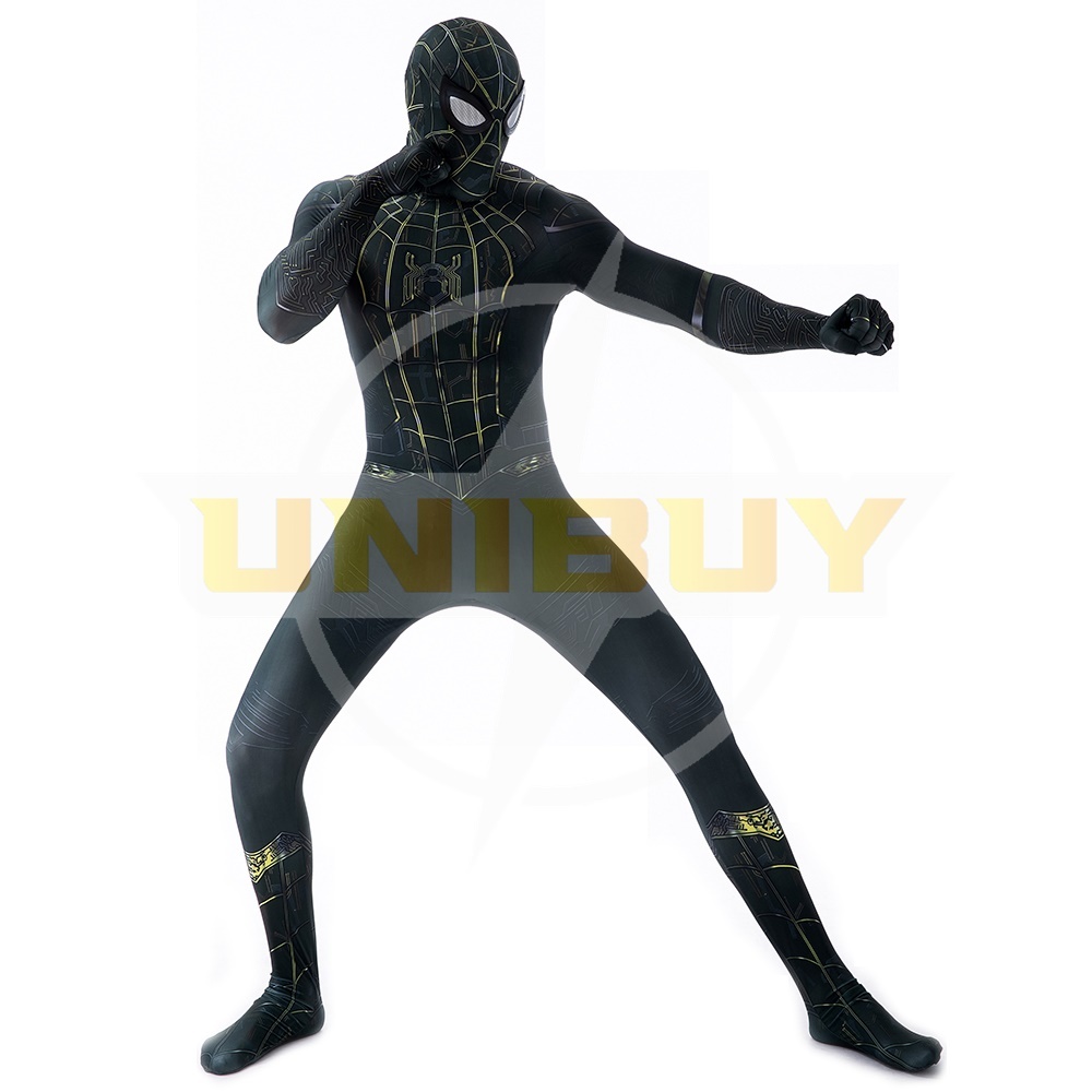 Spider-Man: No Way Home Black Gold Suit Cosplay Costume Peter Parker Jumpsuit Kids Adult Ver.1 Unibuy
