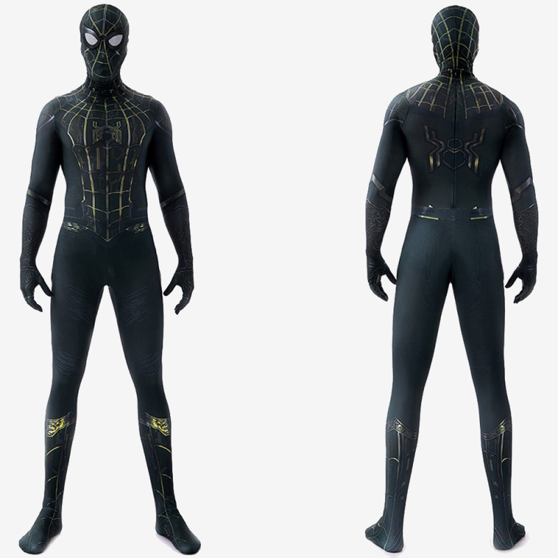 Spider-Man: No Way Home Black Gold Suit Cosplay Costume Peter Parker Jumpsuit Kids Adult Ver.1 Unibuy