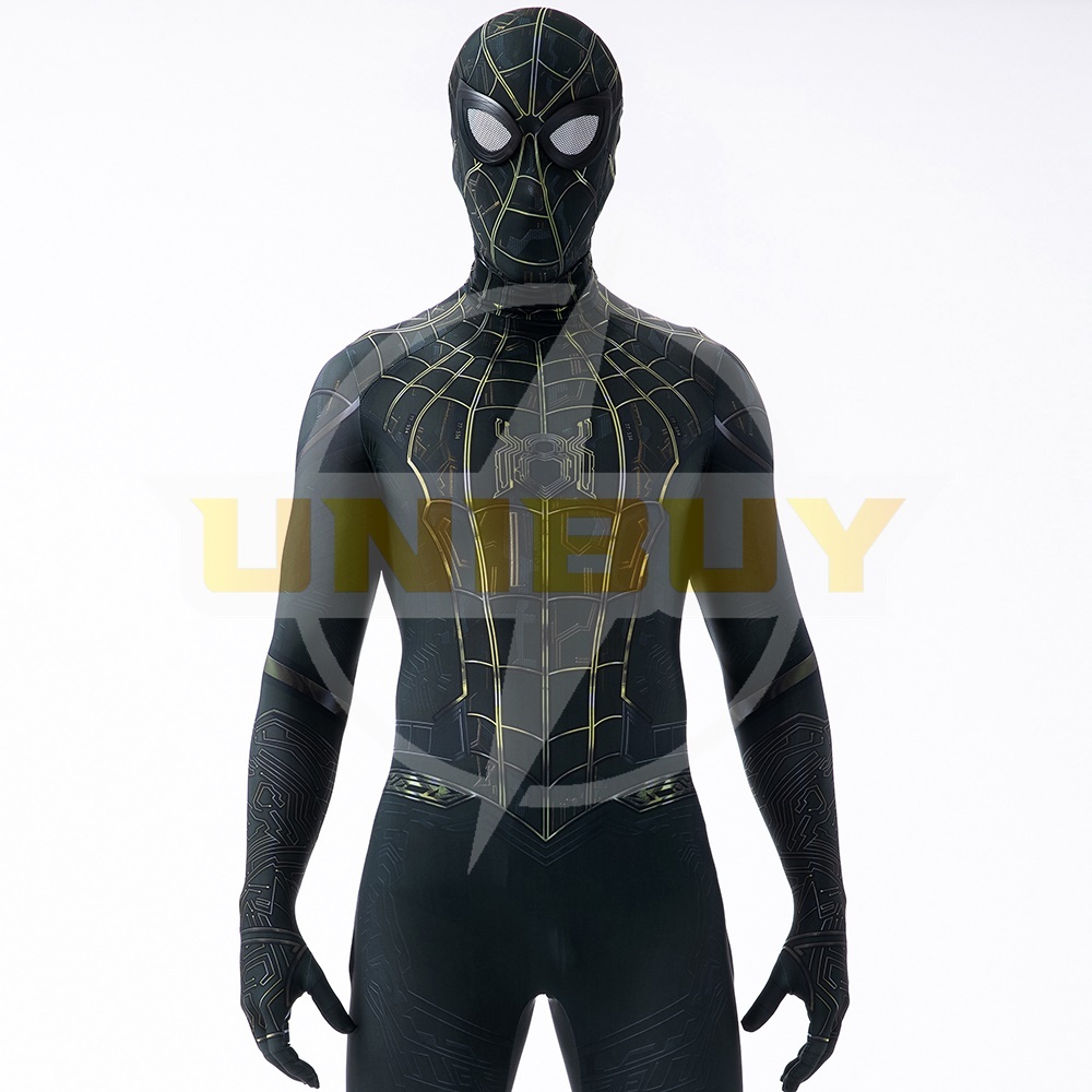 Spider-Man: No Way Home Black Gold Suit Cosplay Costume Peter Parker Jumpsuit Kids Adult Ver.1 Unibuy