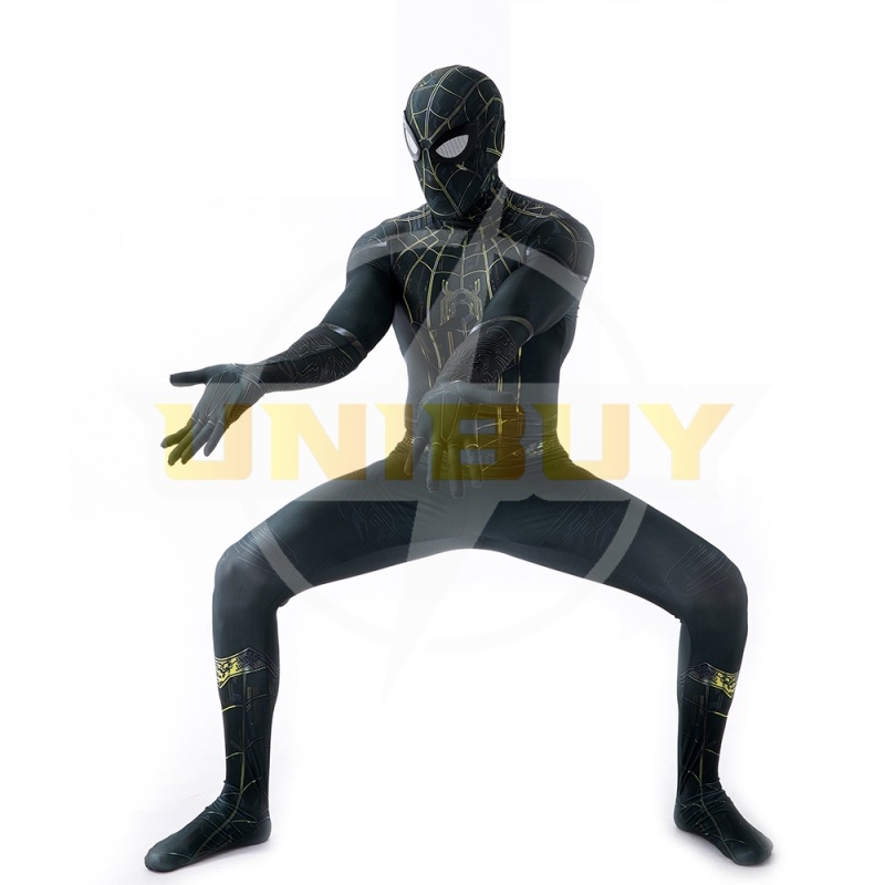 Spider-Man: No Way Home Black Gold Suit Cosplay Costume Peter Parker Jumpsuit Kids Adult Ver.1 Unibuy