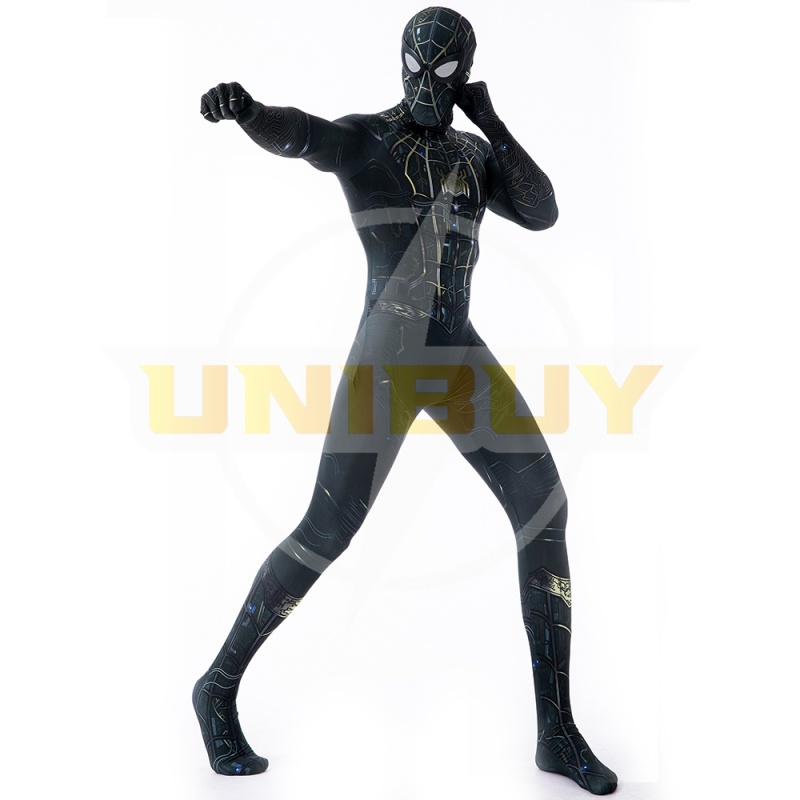 Spider-Man: No Way Home Black Gold Suit Cosplay Costume Peter Parker Jumpsuit Kids Adult Unibuy