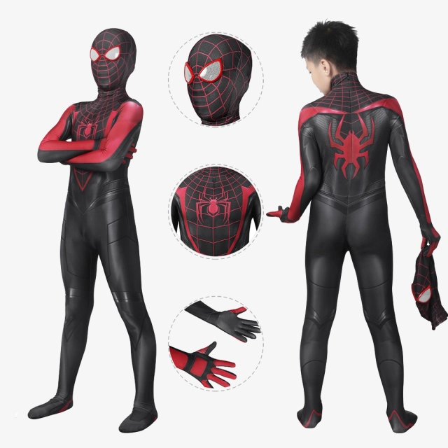 Marvel's SpiderMan Miles Morales Costume Cosplay Kids Jumpsuit Unibuy