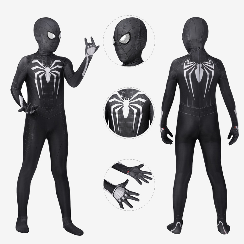 Spider-Man Symbiote Black Suit Costume Cosplay Kids Jumpsuit Marvel's Spider-Man: Miles Morales Unibuy