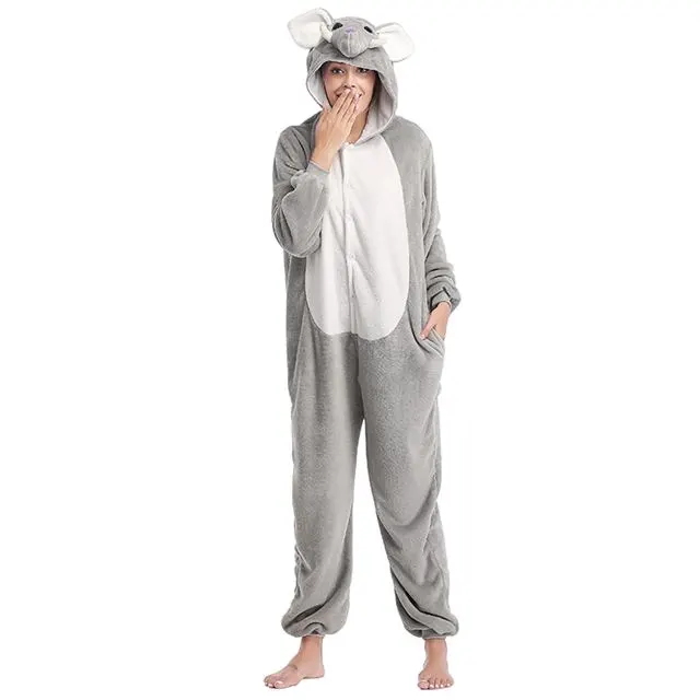 Grey Elephant Onesie Costume Pajamas Adult Unibuy
