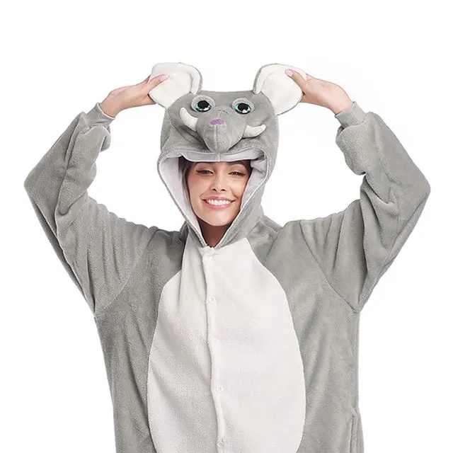 Grey Elephant Onesie Costume Pajamas Adult Unibuy