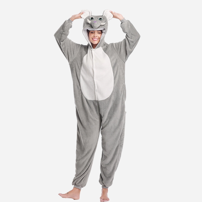 Grey Elephant Onesie Costume Pajamas Adult Unibuy