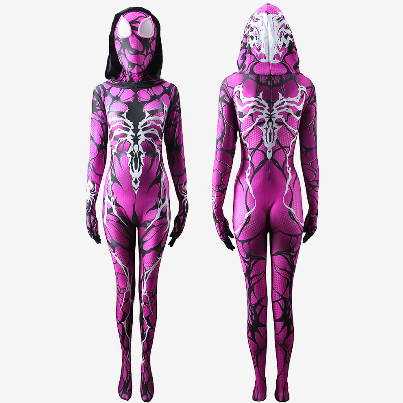 Gwen Stacy Costume Cosplay Suit Venom Symbiote Gwenom Jumpsuit Purple For Kids Adult Unibuy