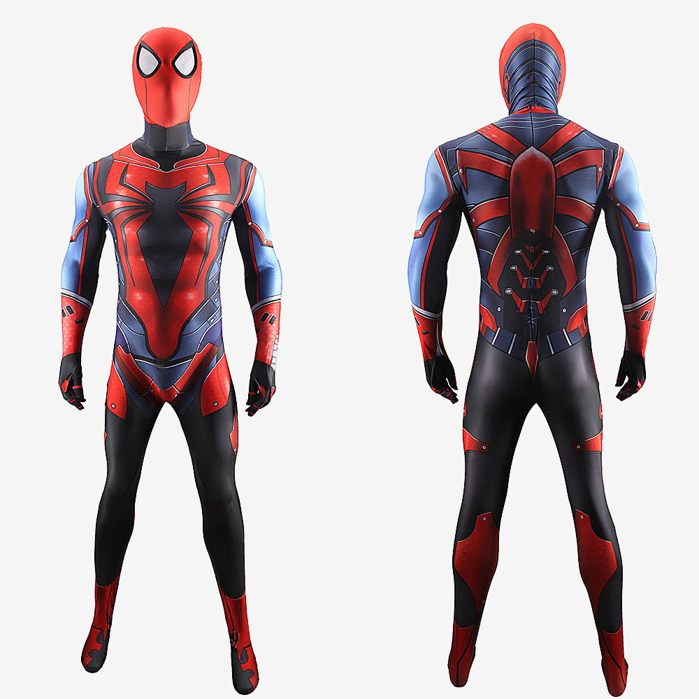 PS4 Spider Man Suit Cosplay Costume Peter Parker Jumpsuit For Kids ...