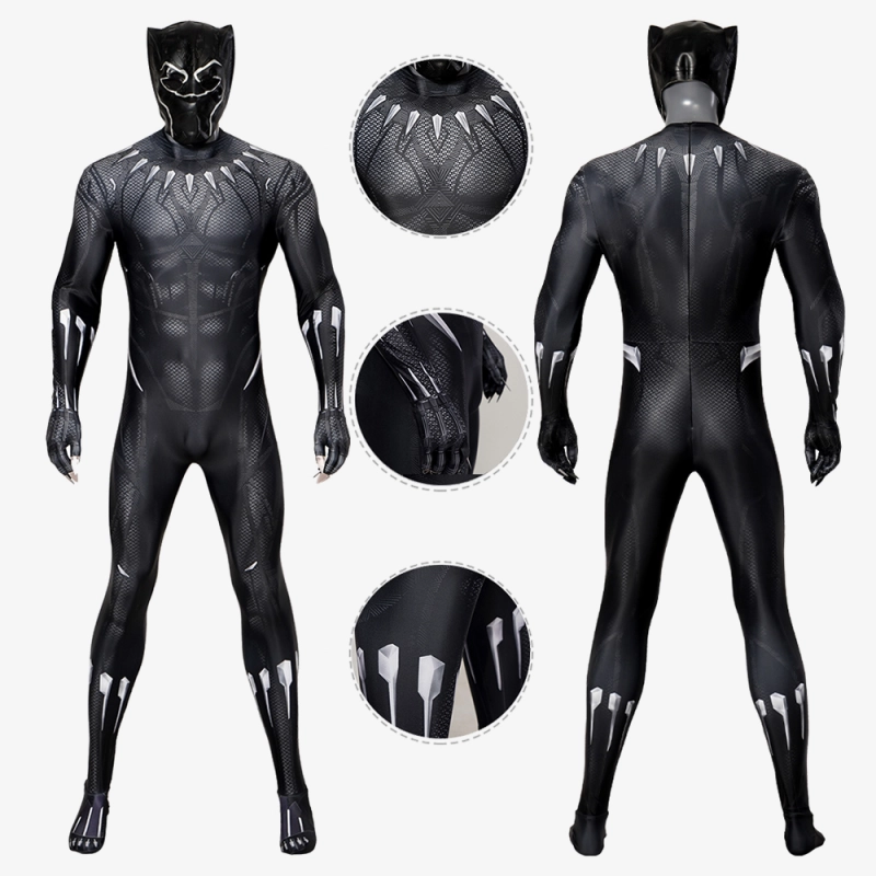 Black Panther T'Challa Costume Cosplay Suit with Mask for Adults Kids Unibuy