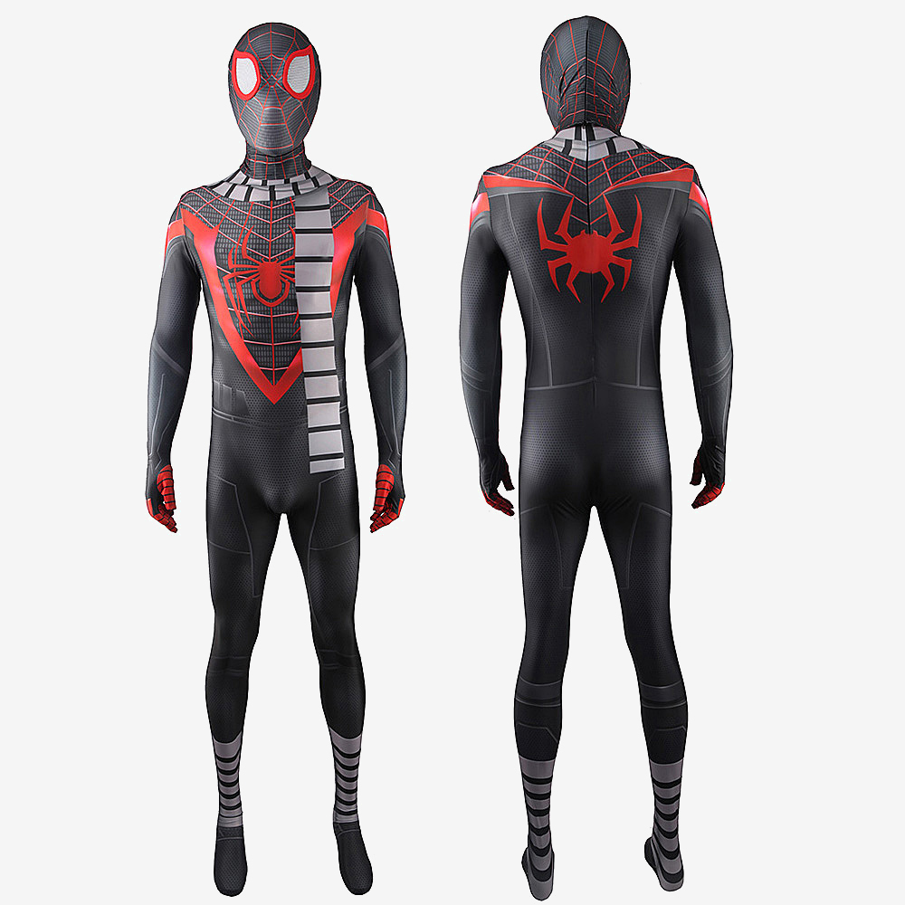 Spider Man PS5 Miles Morales Suit Costume Cosplay Suit with Scarf For Men Kids Unibuy