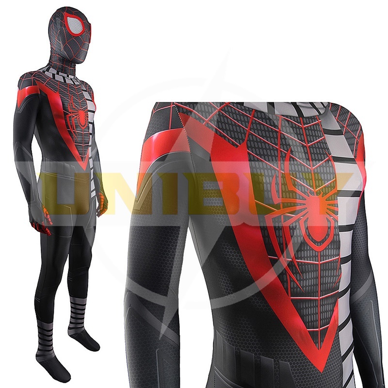 Spider Man PS5 Miles Morales Suit Costume Cosplay Suit with Scarf For Men Kids Unibuy