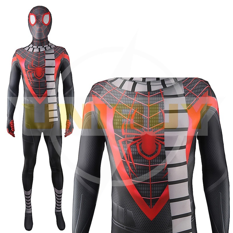 Spider Man PS5 Miles Morales Suit Costume Cosplay Suit with Scarf For Men Kids Unibuy