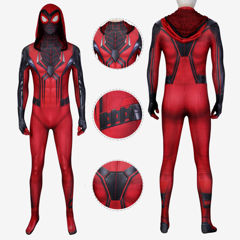 Spider-Man PS5 Miles Morales Crimson Cowl Bodysuit Costume Cosplay Unibuy