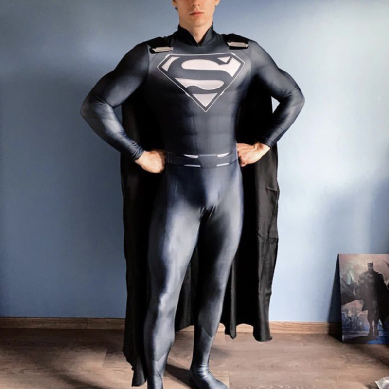 Superman Costume Cosplay Black Suit Clark Kent Crisis on Infinite Earths Unibuy