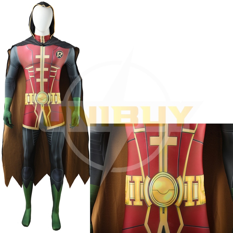 Robin Bodysuit Costume Cosplay with Cloak For Kids Adult Unibuy