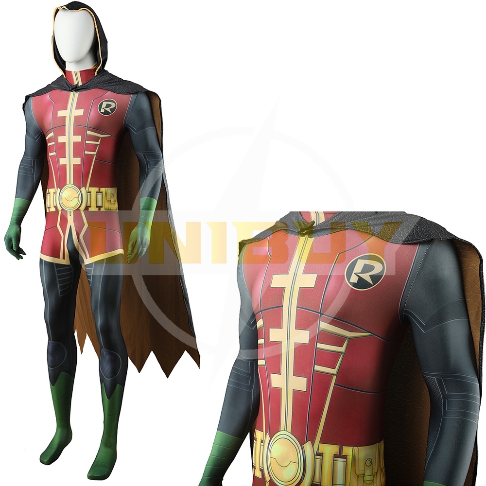 Robin Bodysuit Costume Cosplay with Cloak For Kids Adult Unibuy