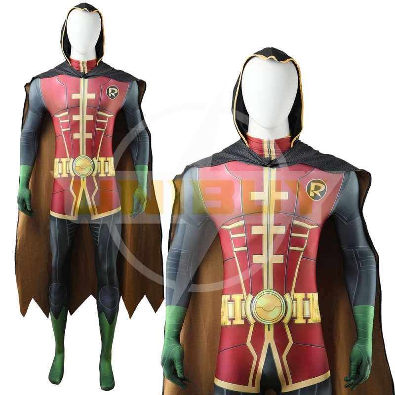 Robin Bodysuit Costume Cosplay with Cloak For Kids Adult Unibuy