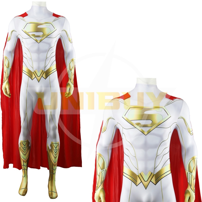 Superman The Man of Steel Bodysuit Costume Cosplay White Suit with Cloak For Kids Adult Unibuy