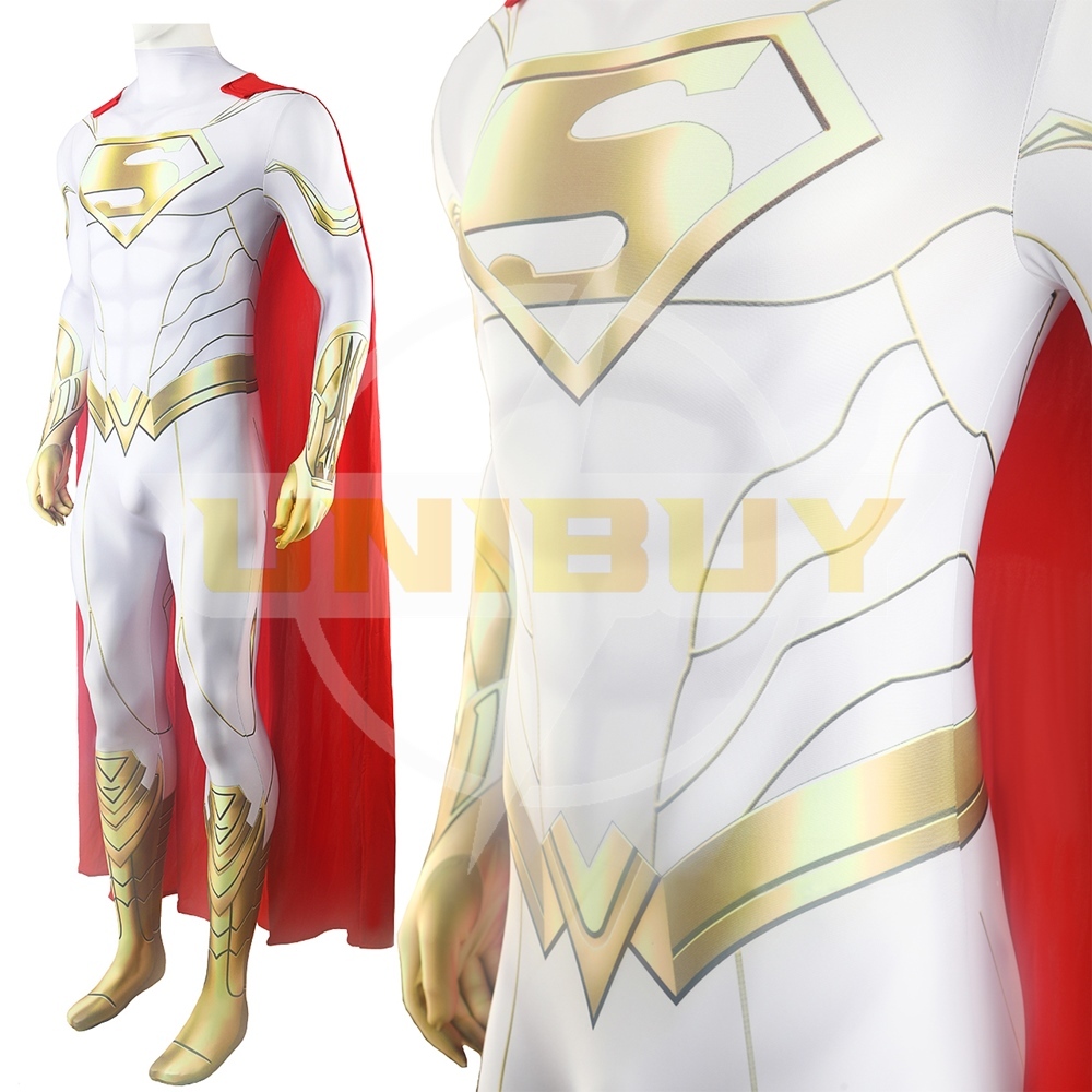 Superman The Man of Steel Bodysuit Costume Cosplay White Suit with Cloak For Kids Adult Unibuy