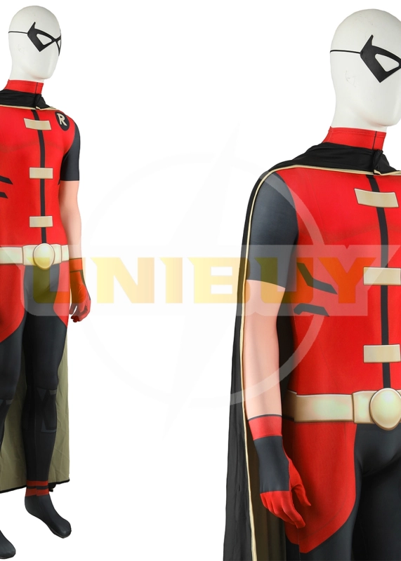 Teen Titans Robin Bodysuit Costume Cosplay with Cloak For Kids Adult Unibuyplus